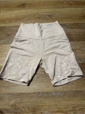 Offline by Aerie High-Waist Light Pink Women’s Bike Shorts with Paint-Splash